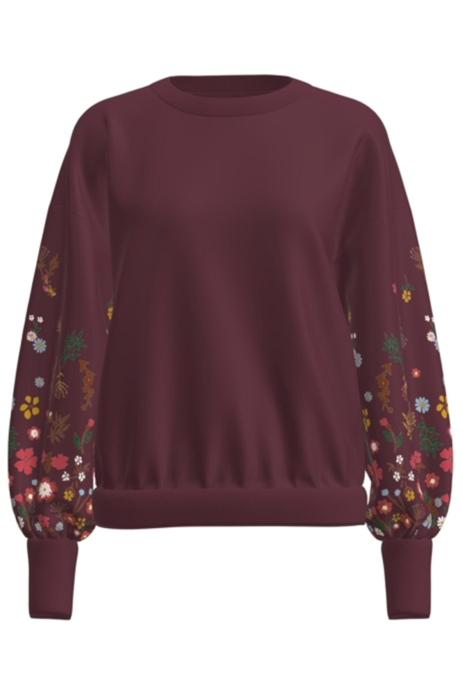 ONLBROOKE L/S O-NECK FLOWER SWT NOO 15216364 WINDSOR WINE/SLEEVE FLO